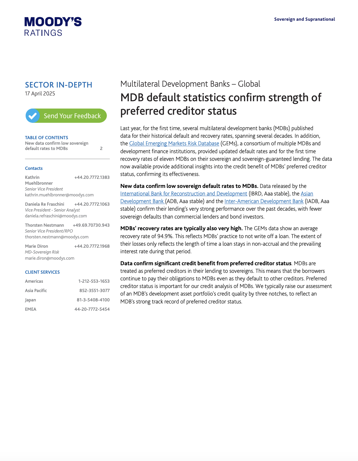 Sector In-Depth Multilateral Development Banks